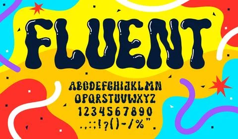 Liquid bubble groovy type, psychedelic y2k font 스톡 일러스트
