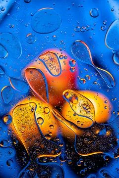 Liquid Bubble Macro Blue Background Stock Photos