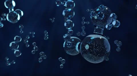 Liquid bubble, Molecule Water Liquid Bubble Banner Background 3d Render Stock Illustration