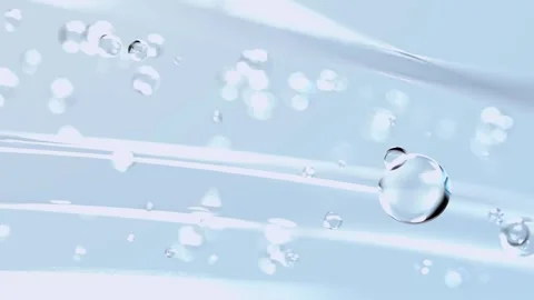 Liquid bubble selective focus animation move through or Drops collagen serum. 動画素材 302879077