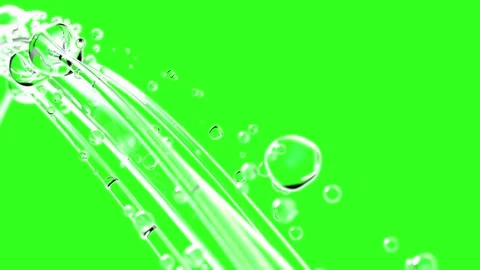 Liquid bubble selective focus animation move through on green screen. Stock Footage 302880132