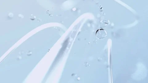 Liquid bubble selective focus animation move through or Drops collagen serum. Stock Footage 302880159