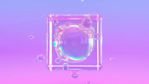 Liquid Bubbles In Glass Cube Stock-Footage 265704142