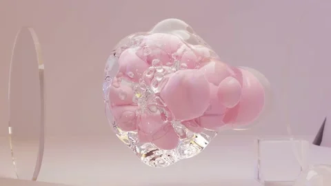Liquid bubbles levitation, oddly satisfying, soft bubbles, Flexible deformation Stock Footage 227184325