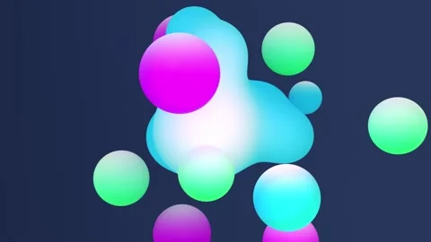 Liquid bubbles rotate and flow into each other. 3D-render. Stock-Footage 150212326