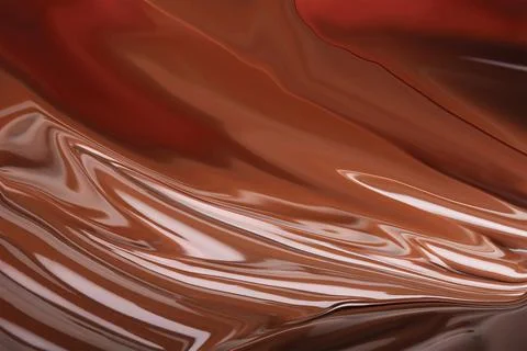 Liquid chocolate flows down. Glossy chocolate surface. Brown background. Stock Illustration