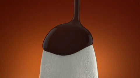 Liquid chocolate flows for ice cream, 3d animation. 스톡 동영상 156510163