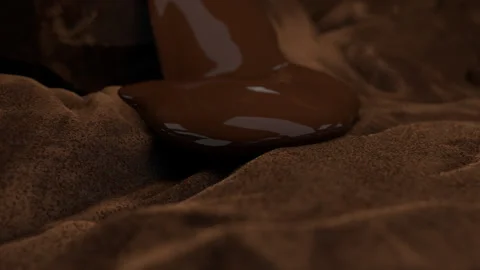 Liquid chocolate wave flows through solid chocolate. 3d animation 스톡 동영상 155477481