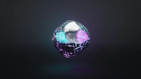 Liquid Chrome AI Core With Glowing Circuit Traces Seamless Loop Видео 347126620