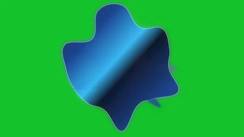 Liquid Chrome Blue Abstract Shape Smoothly Morphing Animation on Green Screen Vidéo 345426778