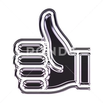 Liquid Chrome Thumbs Up Like Button Graphic PSD Template
