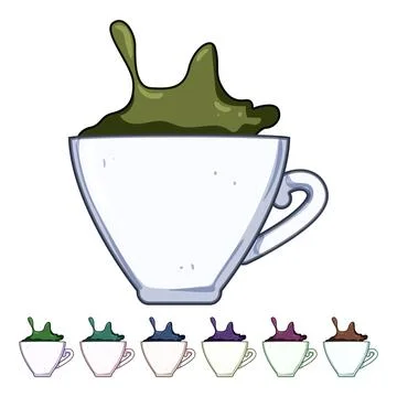 Liquid coffee cup splash cartoon vector graphic イラスト素材