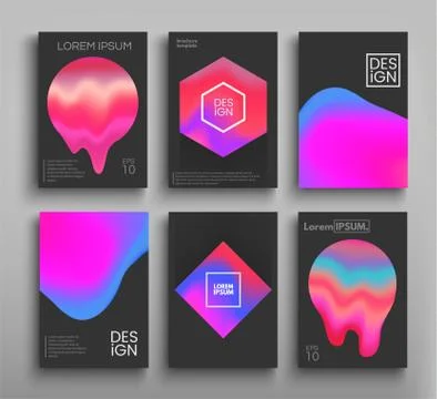 Liquid color brochures, posters set. Fluid colors. Vector templates futuristic Stock Illustration