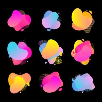 Liquid color shapes with halftone pattern background. Vector abstract neon wa 스톡 일러스트