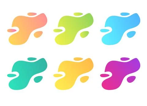 Liquid colorful gradient shapes set of different colors isolated on white b.. 스톡 일러스트