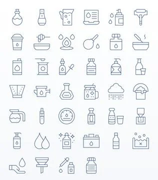 Liquid Comprehensive Vector Bundle with 40 Detail Enhanced Thin Line 128x12.. Stock Illustration