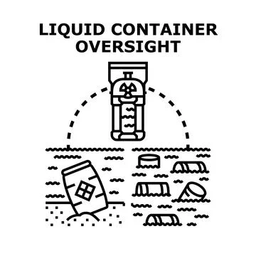 Liquid container oversight preventing environmental water pollution 스톡 일러스트