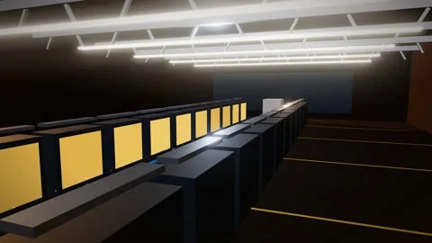 Liquid cooled AI server hall with the reactor module visible outside 스톡 동영상 342710842