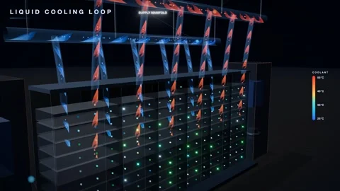 Liquid cooled rack row coolant Stock-Footage 344555241