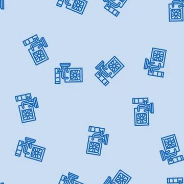 Liquid cooling gaming pc line vector seamless pattern Illustrazione stock