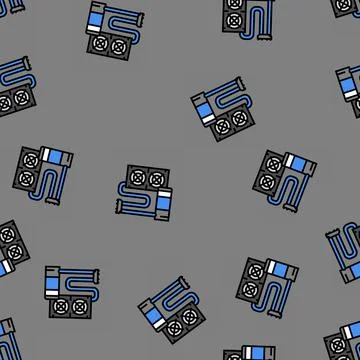 Liquid cooling gaming pc vector seamless pattern Illustrazione stock