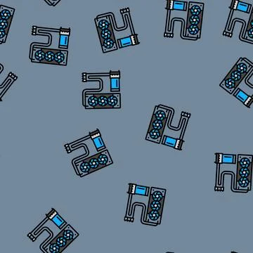 Liquid cooling system gaming pc vector seamless pattern 스톡 일러스트