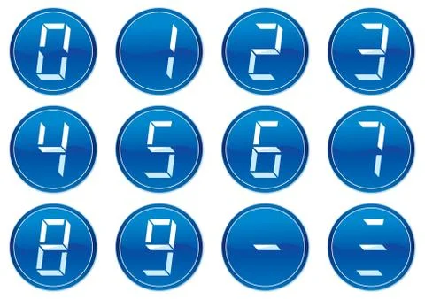 Liquid crystal digits icons set. Stock Illustration