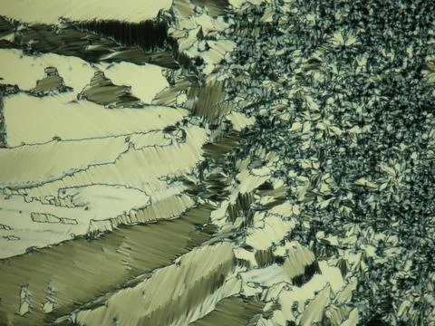 Liquid crystal pattern under a polarized light microscope Stock Photos