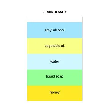 Liquid density experiment Stock Illustration
