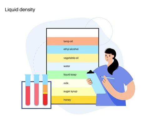Liquid density experiment Stock Illustration