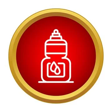 Liquid detergent bottle icon with drops on red background イラスト素材