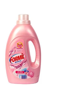 Liquid detergent in plastic bottles. Detergent on a white background. Isolate Stockfoto's