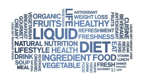 Liquid Diet animated word cloud,animation tag kinetic typography seamless loop. Stock Footage 268557914