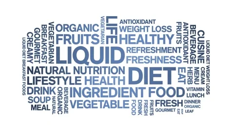 Liquid Diet animated word cloud,animation tag kinetic typography seamless loop. Stock Footage 268557936