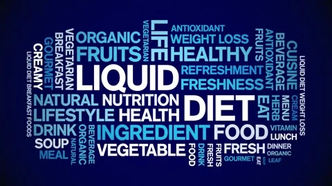 Liquid Diet animated word cloud,animation tag kinetic typography seamless loop. Stock Footage 268558782
