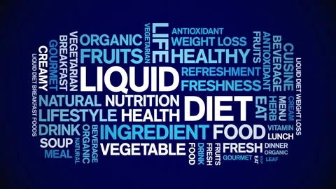 Liquid Diet animated word cloud,animation tag kinetic typography seamless loop. Stock Footage 268558997
