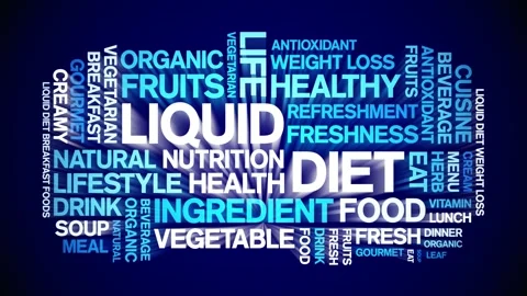 Liquid Diet animated word cloud,animation tag kinetic typography seamless loop. Stock Footage 268559078