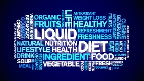 Liquid Diet animated word cloud,animation tag kinetic typography seamless loop. Stock Footage 268559138