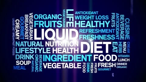 Liquid Diet animated word cloud,animation tag kinetic typography seamless loop. Stock Footage 268559212