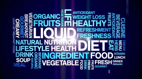 Liquid Diet animated word cloud,animation tag kinetic typography seamless loop. Stock Footage 268559299