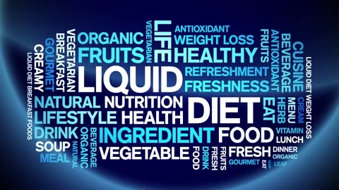 Liquid Diet animated word cloud,animation tag kinetic typography seamless loop. Stock Footage 268559377