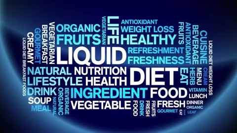 Liquid Diet animated word cloud,animation tag kinetic typography seamless loop. Stock Footage 268559447
