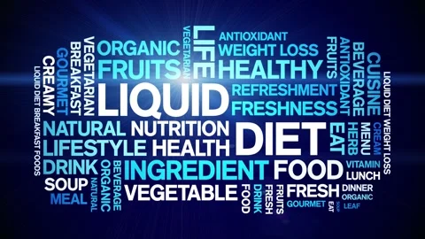 Liquid Diet animated word cloud,animation tag kinetic typography seamless loop. Stock Footage 268559522