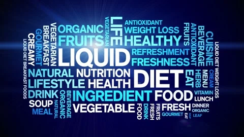 Liquid Diet animated word cloud,animation tag kinetic typography seamless loop. Stock Footage 268559596