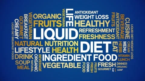 Liquid Diet animated word cloud,animation tag kinetic typography seamless loop. Stock Footage 268559919