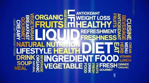 Liquid Diet animated word cloud,animation tag kinetic typography seamless loop. Stock Footage 268560539