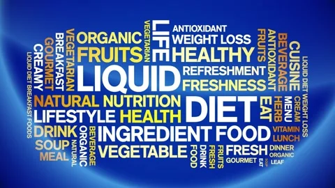 Liquid Diet animated word cloud,animation tag kinetic typography seamless loop. Stock Footage 268560791