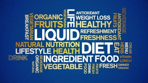 Liquid Diet animated word cloud,animation tag kinetic typography seamless loop. Stock Footage 268700283
