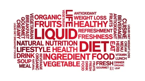 Liquid Diet animated word cloud,animation tag kinetic typography seamless loop. Stock Footage 268700318