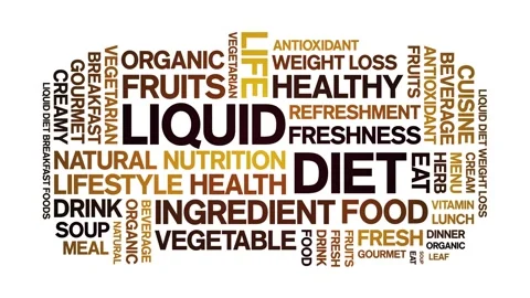 Liquid Diet animated word cloud,animation tag kinetic typography seamless loop. Stock Footage 268700375